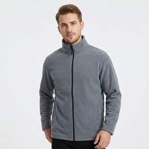 Custom Gray Polar Fleece <b>Men's</b> Jacket <b>Men's</b> Fleece Full Zip <b>Warm</b> Thick Winter Casual Parka <b>Coat</b> for <b>Men</b> Polyester - Product Image 3