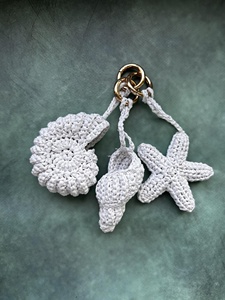Handmade <b>Anime</b> Style <b>Keychain</b> Durable Lightweight Eco-Friendly Unisex Accessory with Starfish Oyster Shell Patterns - Product Image 4