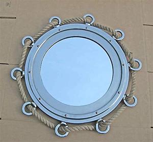 Nautical Roped Porthole <b>Mirror</b> Aluminum Wall Hanging Decorative <b>Mirror</b> for Coastal Vintage Home Decor - Product Image 4