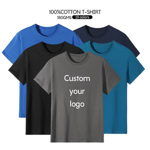 T-shirt pour homme en polyester/coton avec logo personnalisé, 320g, couleur unie, col rond, manches courtes, coupe décontractée, anti-boulochage - Product Image 1
