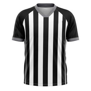 Maillot de football américain noir et blanc rayé, chemise d'arbitre de football, uniforme d'arbitre de volley-ball, maillots de football 100% polyester - Product Image 1