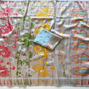 Sari VASTRA COTTAGE en viscose de tissu Jamdani pur avec bordure Paithani Minakari à tissage Zari complet, richement orné de franges Pallu et de blouse - Product Image 2