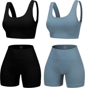 Conjunto de Yoga Personalizado para Mujer: Top Corto, Sujetador Deportivo y Pantalones Cortos, Ropa Deportiva para Yoga y Gimnasio - Product Image 2