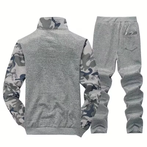 <b>Mens</b> Winter Solid Terry Fabric Quick Dry 100% Cotton Sweatshirt Set Outdoor Sports Hooded <b>Jacket</b> Casual Trendy Two-Piece Set - Product Image 2