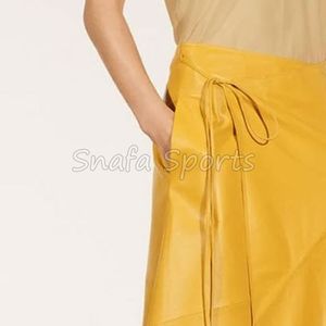 Custom Hot Sale High Quality Sexy Women Ladies <b>Midi</b> Leather <b>Skirt</b> for Women Autumn <b>Winter</b> A-Line Pleated Genuine Leather <b>Skirt</b> - Product Image 4
