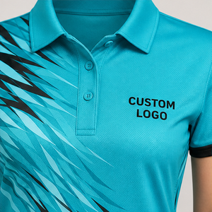 Custom Aqua Black Feather Slash <b>Womens</b> <b>Polo</b> <b>Shirt</b> Quick Dry Breathable Short Sleeve Performance Golf Team Uniform WPS-0867 - Product Image 4