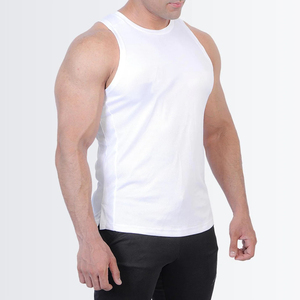 <b>Men's</b> <b>White</b> O-Neck Tank Top Solid Knitted Breathable Casual <b>Vest</b> 100% Polyester - Product Image 4
