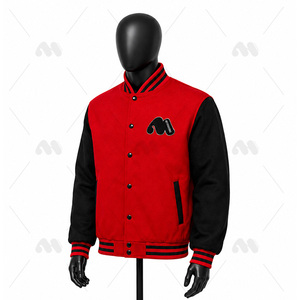 Custom Logo High-Quality <b>Varsity</b> <b>Jackets</b> <b>Vintage</b> Washed Tan Canvas Embroidered Logos Wool Leather Sportswear Factory Price - Product Image 2