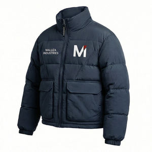 Veste matelassée isolante en toile à capuche pour homme, chaude, imperméable, coupe-vent, décontractée, pour l'extérieur, avec logo frontal, OEM - Product Image 3