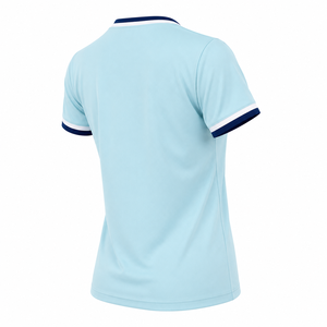 Camiseta de Manga Corta para Mujer, Cuello Redondo, Color Azul Claro, Corte Regular, Secado Rápido, Color Sólido, Ropa Deportiva Informal, 100% Algodón, Verano - Product Image 6