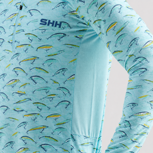 Sweat-shirt de pêche unisexe SHH, bleu clair, imprimé poisson, séchage rapide, UPF 50, manches longues, chemise d'extérieur, 100% polyester - Product Image 3