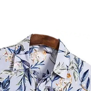 Camisa Floral con Botones para Hombre, Elegante, Ligera, de Algodón, para Vacaciones, Suministro de Fábrica OEM ODM - Product Image 3