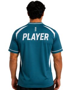 Teal Blue Men Performance T Shirt Short Sleeve Sports Jersey Quick Dry Breathable Athletic Gym Training Workout Custom Tee Top - Product Image 2