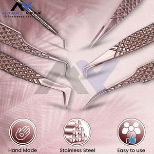 Kit Profesional de Pinzas para Pestañas, Juego de 6 Piezas de Pinzas para Pestañas de Acero Inoxidable con Levantador de Pestañas, Acabado Metálico Rosa - Product Image 4