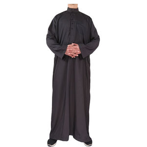 Qamis/Kaftan islamique pour hommes musulmans, long, uni, à manches longues, pour l'Aïd, le Ramadan, le Moyen-Orient, l'Arabie Saoudite - Product Image 2