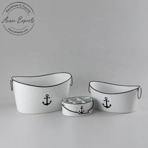 Indian Wholesale Handcrafted Set of 4 Iron Ice Buckets with White Powder Coated Finished Used for Party Wedding Ice Storage - Product Image 1