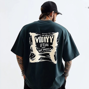 T-shirt noir surdimensionné pour homme Panther avec impression de lettres au dos, style streetwear, manches courtes, col rond, jersey de coton - Product Image 6