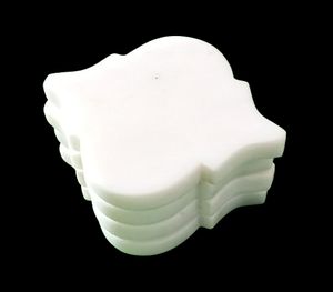 Natural <b>White</b> Marble Drink Coasters, Handmade Stone Coaster Set for <b>Dining</b> <b>Table</b> - Product Image 3