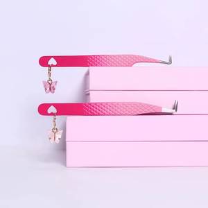แหนบตัดขนตาปลายโค้งสีชมพู Morje Surgical รุ่น Butterfly Charm ทำจากสแตนเลสสตีล ปลายเรียบและหยัก ใช้สำหรับงานละเอียด - Product Image 1