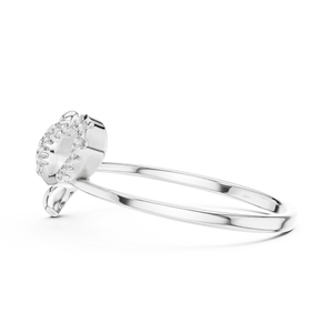 Anillo de oro macizo de 14k para mujer con diseño minimalista de corazón y hoja, con diamante de corte redondo, ideal para regalo, compromiso, aniversario, boda. - Product Image 5