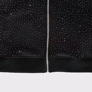 Men Rhinestone Hoodie Heavyweight Full <b>Zip</b> Oversized Thick 500 GSM Custom Unisex OEM - Product Image 4