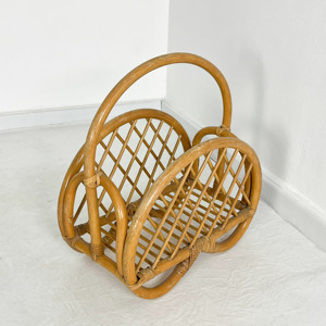 Soporte para revistas de ratán arqueado, estante para periódicos y folletos hecho a mano, organizador para oficina y hogar - Product Image 5