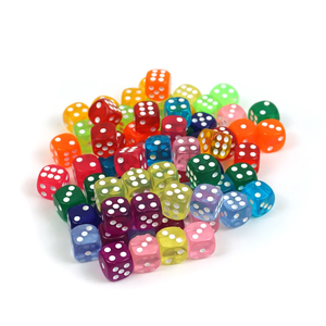 Dados de Resina de 6 Caras, Esquinas Cuadradas, Transparentes, con Puntos - Product Image 1