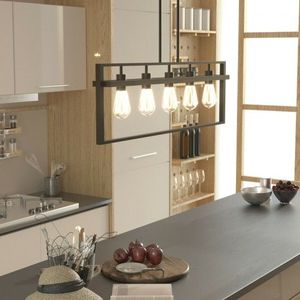 Lampadario a sospensione a 5 luci con paralume quadrato in ferro, elegante e raffinato per l'illuminazione domestica - Product Image 1
