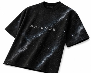 เสื้อยืดผู้ชาย Galaxy Print ผ้าฝ้าย 100% เป็นมิตรกับสิ่งแวดล้อม ทรงโอเวอร์ไซส์ แขนสั้น คอกลม ดีไซน์ถักแบบลำลอง - Product Image 4
