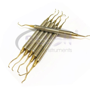 6Pcs Basic Dental Gracey Curettes Manual Gold Plated Hollow Handle High Quality Stainless Steel CE Certified by <b>Blush</b> Surgical - Product Image 1