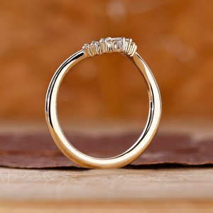 Pear Shape Chevron Diamond <b>Ring</b> V Shaped Wedding Band Crown <b>Stacking</b> <b>Ring</b> Lab Grown Diamond Bridal Band - Product Image 4