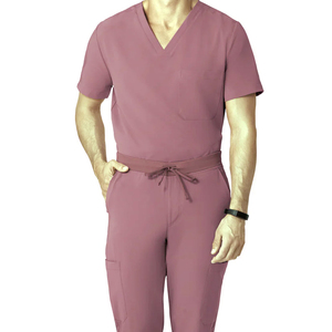 ชุดสครับแพทย์ราคาส่ง ผ้าด็อบบี้ โพลีเอสเตอร์ยืดหยุ่น สีตัดกัน ใช้ในโรงพยาบาล รับสกรีนโลโก้ - Product Image 5