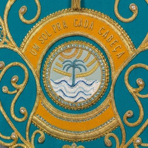 Handcrafted Eco Friendly Customized Premium Heavy Duty Teal Fabric Gold Bullion Embroidery <b>Banner</b> - Product Image 2