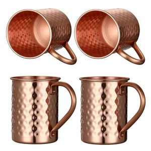 Copper hammered mug <b>set</b> for elegant holiday <b>beverage</b> culture hammered finish metal cups durable reusable <b>serving</b> mugs - Product Image 2