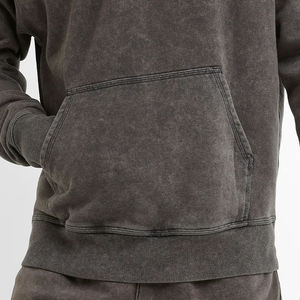 High Quality Men's Vintage Acid Wash Fleece 100% Cotton Anti-Wrinkle <b>Hoodie</b> Front Logo Customizable Best Selling for Autumn - Product Image 4