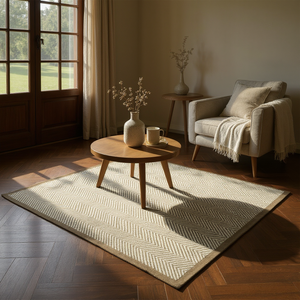 Handwoven Jute Wool Dhurrie Runner <b>Rug</b> <b>Grey</b> & <b>Cream</b> Herringbone Chevron Flat Weave Floor Mat 200x80 cm - Product Image 6