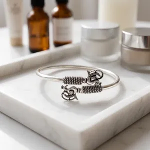 Brazalete Flexible de Plata de Ley 925 con Holograma de Moda, Diseño de Pavo Real, para Mujeres y Niñas, 16 g, 92.5% Plata, Tono Plateado Oxidado - Product Image 2