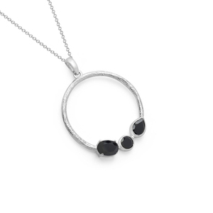 Collar de Plata de Ley 925 con Colgante de Ónix Negro Facetado Ovalado, Accesorio de Moda Popular para Mujer 2026 - Product Image 1