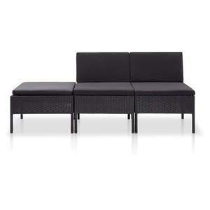 Conjunto Modular Grande de Muebles de Jardín de Ratán Sintético Negro - Product Image 2