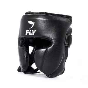 Casco de Boxeo Profesional OEM de Cuero Genuino de Vaca Negro Ajustable con Cordones y Cara Abierta CP-BHG-11 - Product Image 5