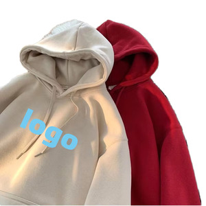 Sweat-shirt à capuche oversize pour homme, couleur unie, coton French Terry, décontracté, automne, avec logo imprimé sur le devant, coupe classique - Product Image 1