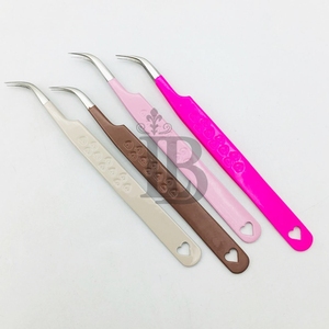 New Style Eyelash Extension Tweezers Heart Design Heart Pattern False Eyelash Extensions Curved Tip Custom Logo Offer - Product Image 2