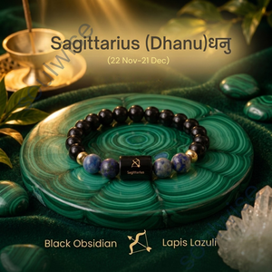 Bracelet bohème en perles d'obsidienne noire et de lapis-lazuli Sagittarius - Product Image 3