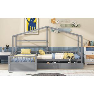 Letto a piattaforma grigio a una piazza e mezza con tre cassetti contenitore per bambini - Product Image 6