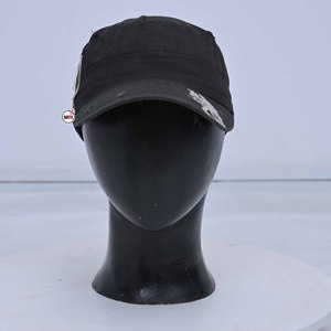 Black 6-Panel Streetwear <b>Caps</b> With Washed Finish <b>Flat</b> Brim Unisex Casual Fitted Hat Adult Size 58-60CM Canvas Material <b>Mens</b> <b>Caps</b> - Product Image 1