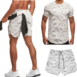 Conjunto de Camiseta y Pantalones Cortos Deportivos de Verano para Hombre, de Secado Rápido, Poliéster/Algodón, Ropa Deportiva Informal - Product Image 5