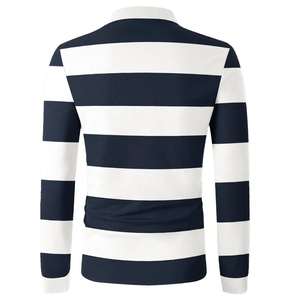 Polo pour homme de qualité supérieure, personnalisé, 100% coton, respirant, léger, à rayures, manches longues, élégant et tendance - Product Image 2