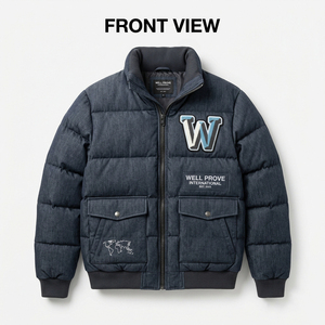 Premium 300T Knitted Polyester Breathable Quick Dry Puffer <b>Jacket</b> Warm <b>Quilted</b> Winter Coat <b>Navy</b> Blue Outdoor - Product Image 6