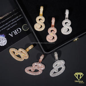 สร้อยคอพรีเมียมแบบ Iced Out สลักชื่อตามสั่ง พร้อมต่างหูเข้าชุด ประดับเพชรโมอิสซาไนต์ เครื่องประดับฮิปฮอป - Product Image 4