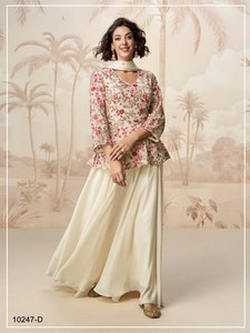Blusa Corta de Algodón con Estampado Floral, Estilo Kurta Peplum, Elegante, para Mujer, Estilo Indio y Pakistaní, Ideal para Fiestas en la Playa - Product Image 1